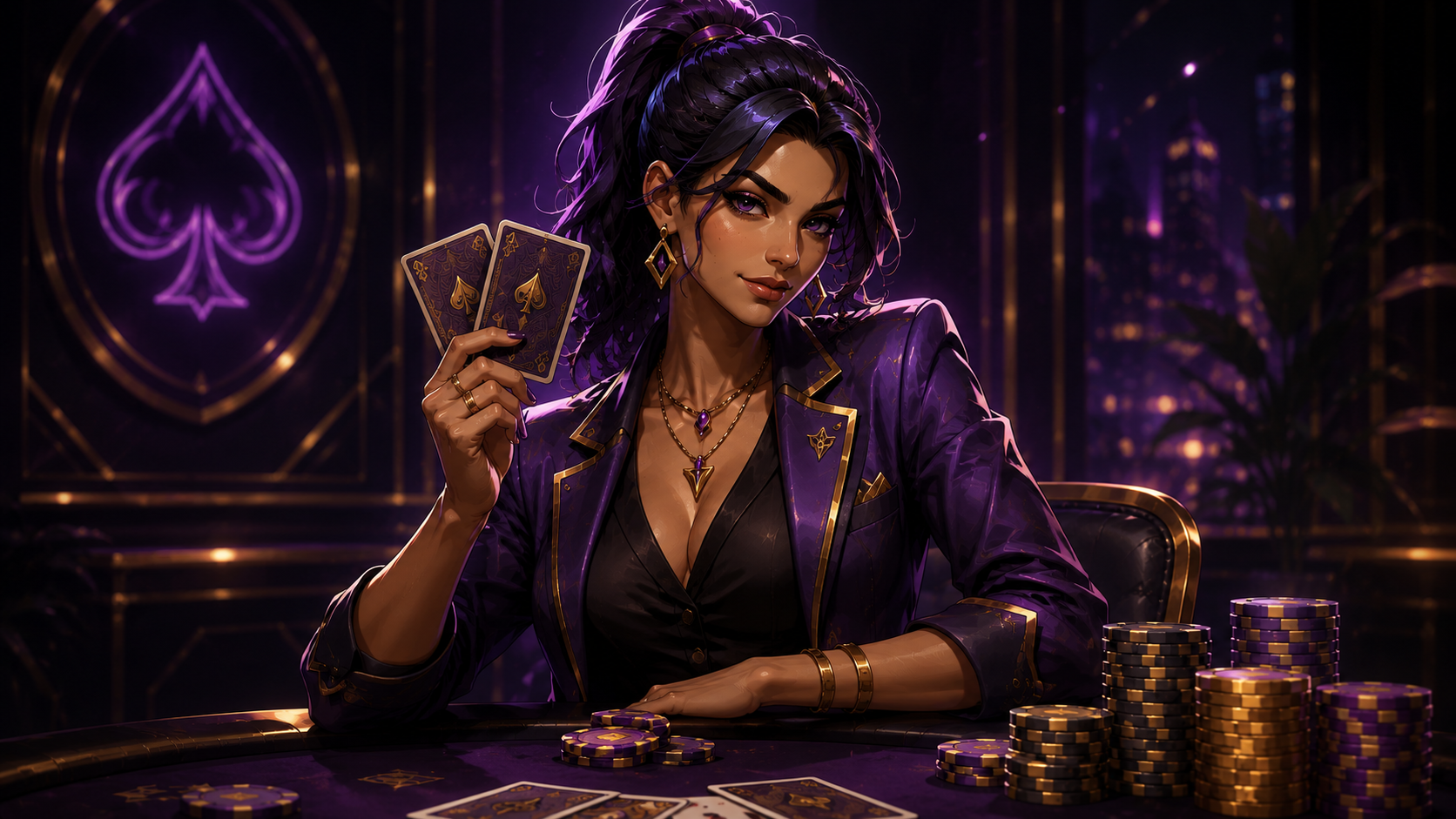 Nova avatar with violet neon accents