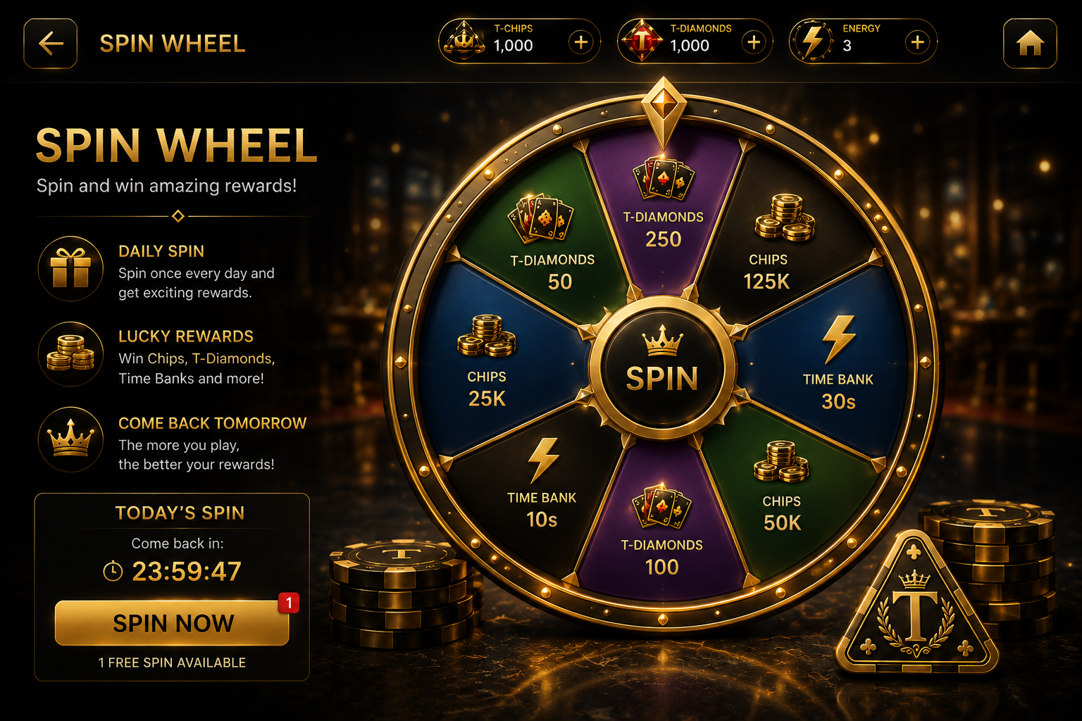 Ornate daily reward wheel